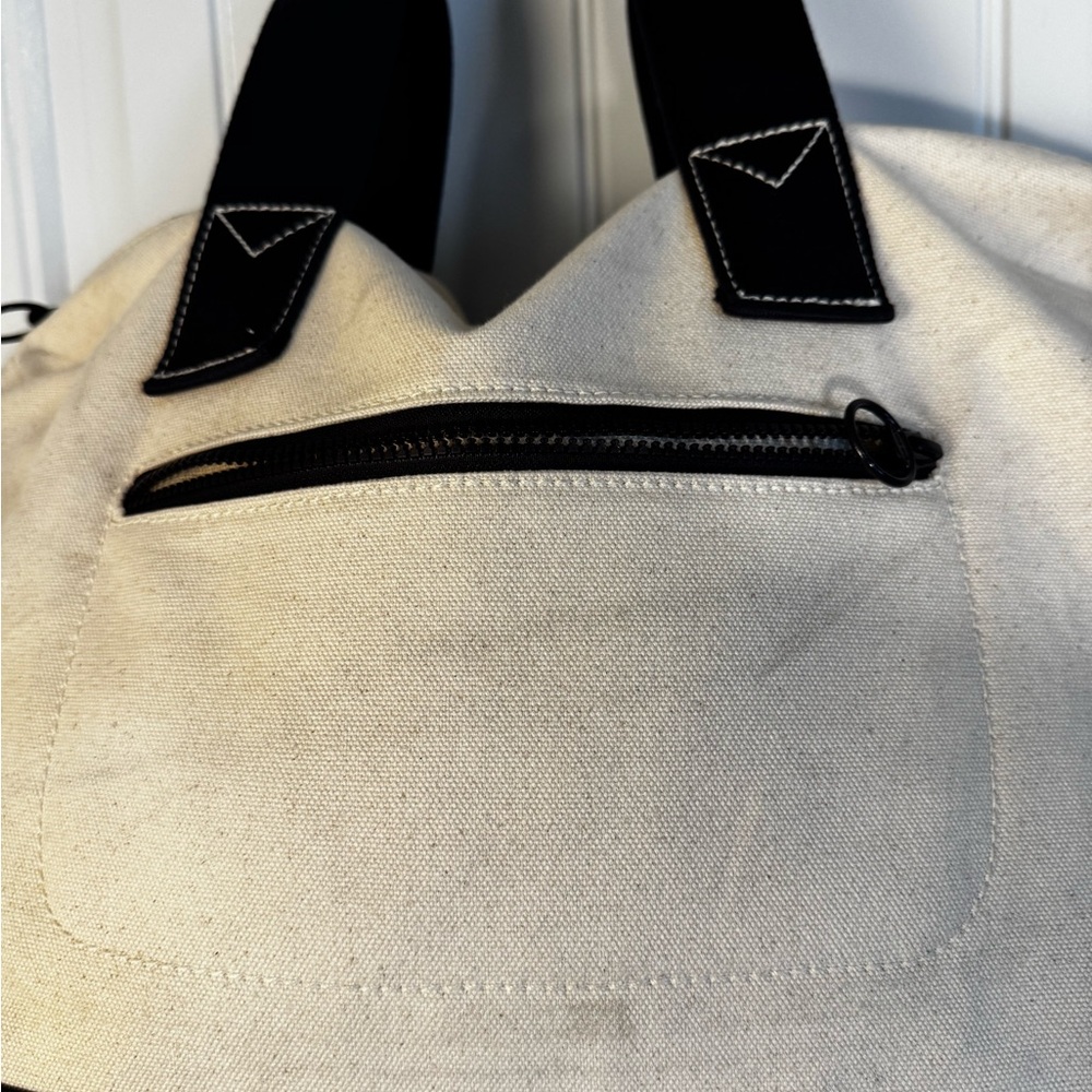 Lands End Navy Blue & Cream Weekender Bag w/Trolley Sleeve - Picture 2 of 10